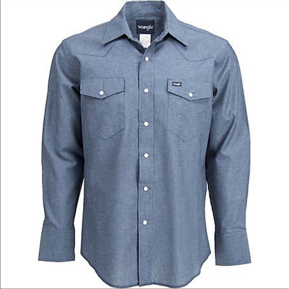 Wrangler Chambray Pearl Snap Work Shirt 